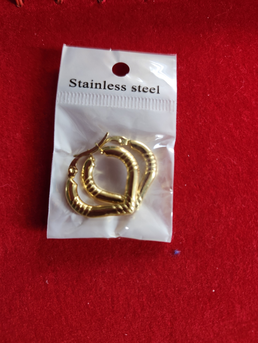 Stainless Steel Gold Hoop Earrings - Classic Ribbed Design